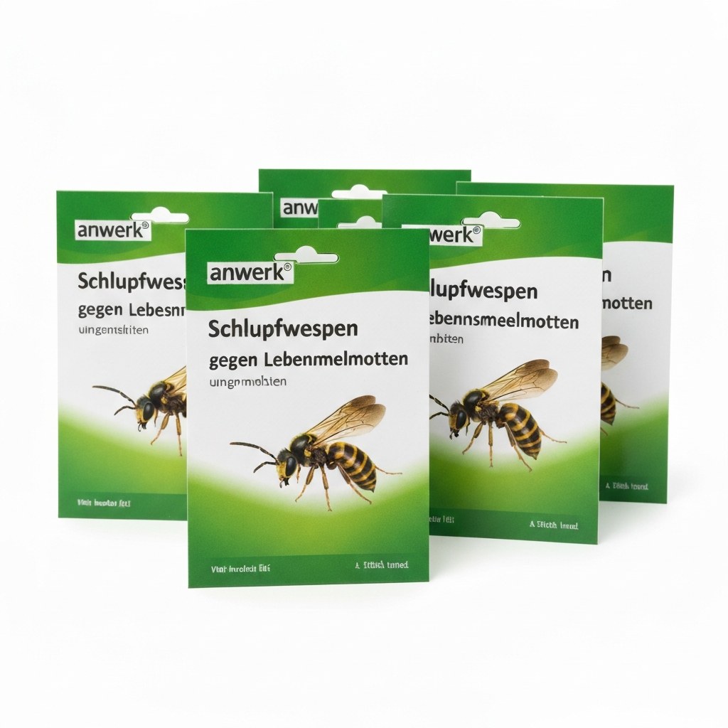anwerk® Schlupfwespen gegen Lebensmittelmotten - 4 Karten à 1 Lieferung - Effektiv Lebensmittel Motten bekämpfen - Alternative zur Mottenfalle, Mottenspray, Pheromonfalle (4X Karten à 1 Lieferung)