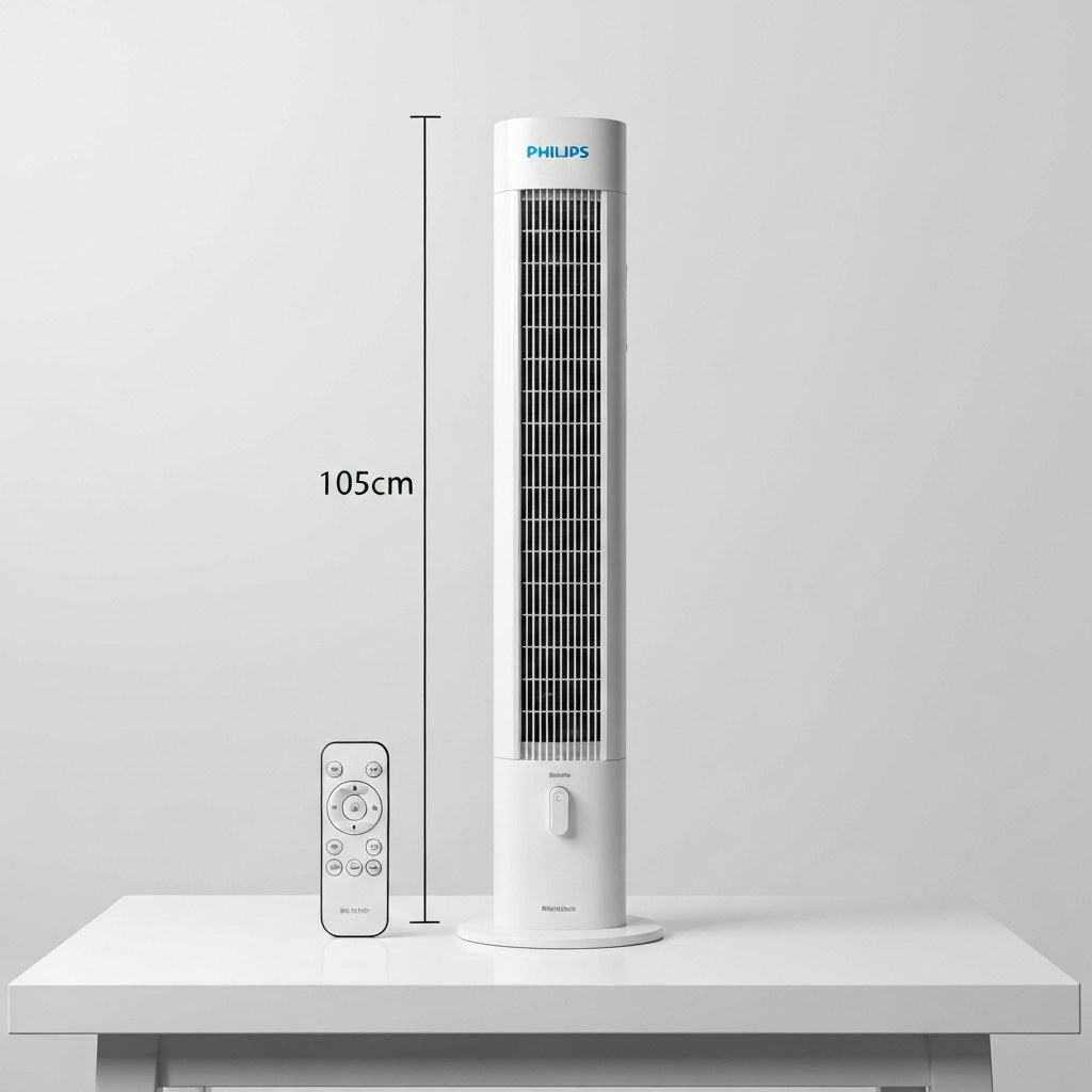 Philips Oszillierender Turmventilator 5000 Serie, 105 cm, Fernbedienung, Timer, 3 Geschwindigkeiten, 3 Modi, 40W, leistungsstarker leiser Luftstrom, geeignet als Aroma-Diffuser, grau (CX5535/11)