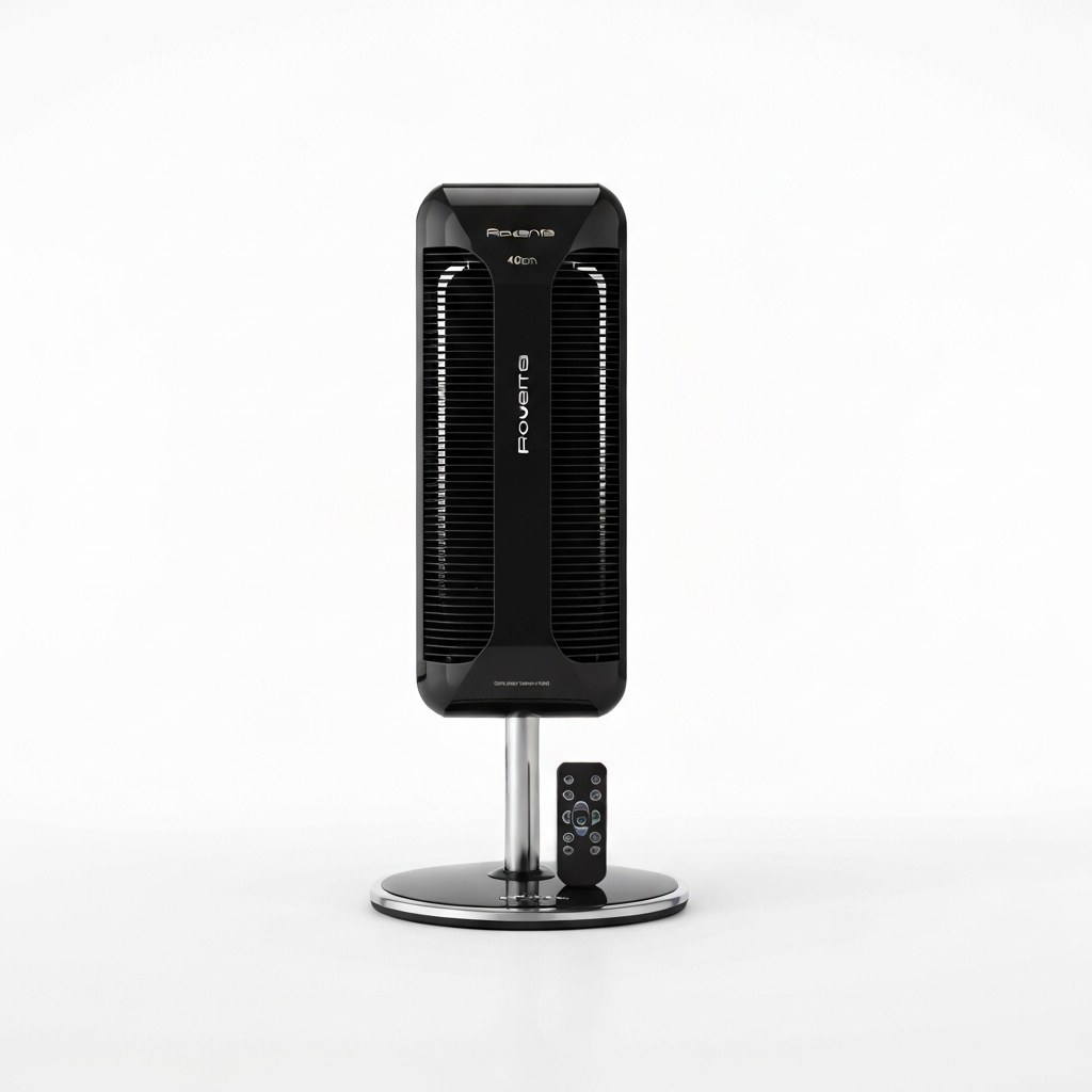 Rowenta Turbo Boost Silence Extreme VU5670 Standventilator mit Fernbedienung, Durchmesser 40 cm, superleise, Schwarz/Silber